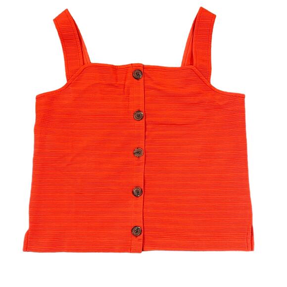 NWT J. Crew Orange/Red Textured Button-Front Tank - Picture 1 of 9